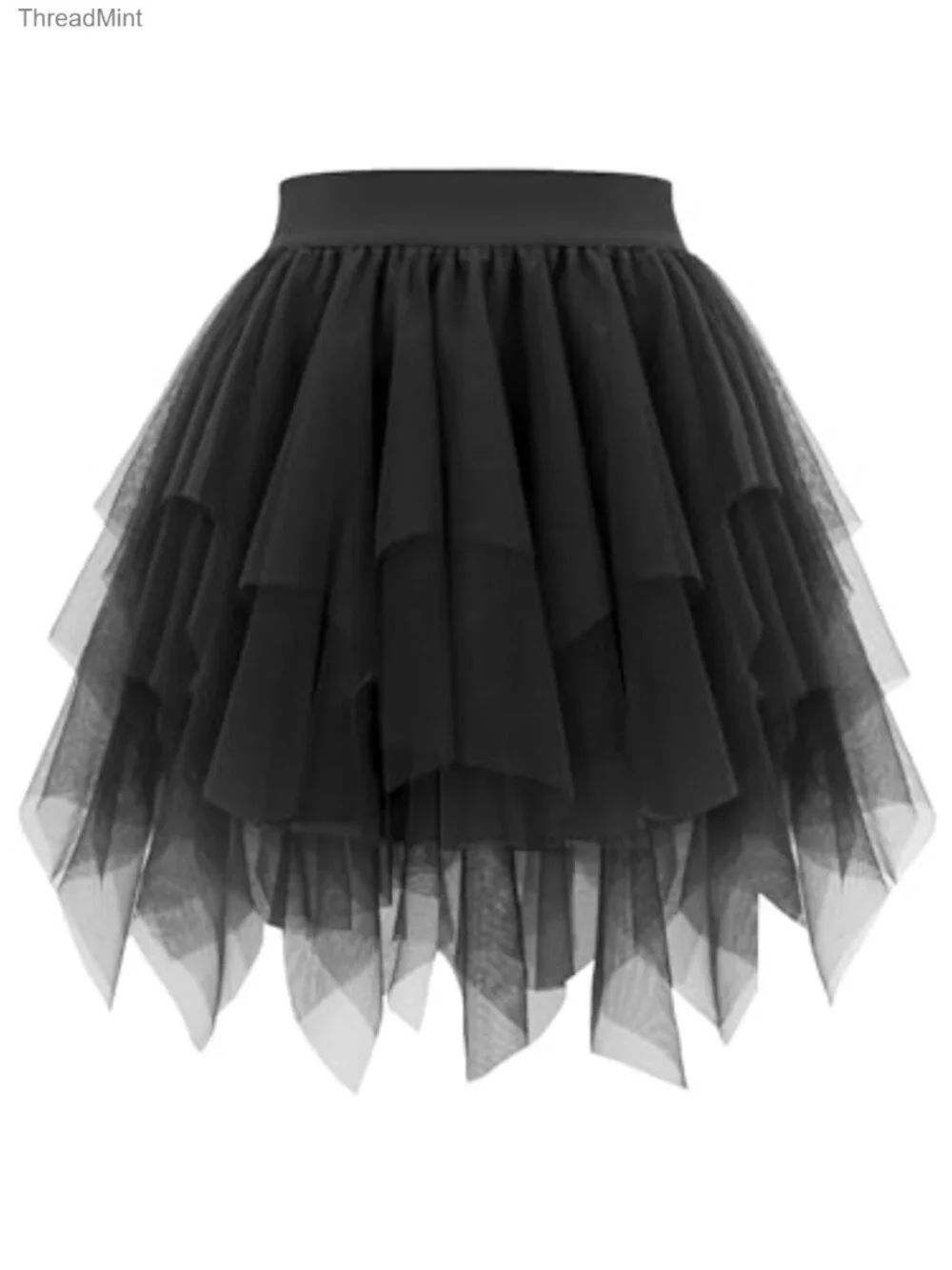 Women's Tulle Skirt Layered Fairy Irregular Tutu High Waist A-Line Mini Party